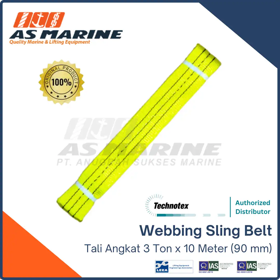 Webbing Sling Belt / Tali Angkat 3 Ton x 10 meter 90 mm Technotex Holland